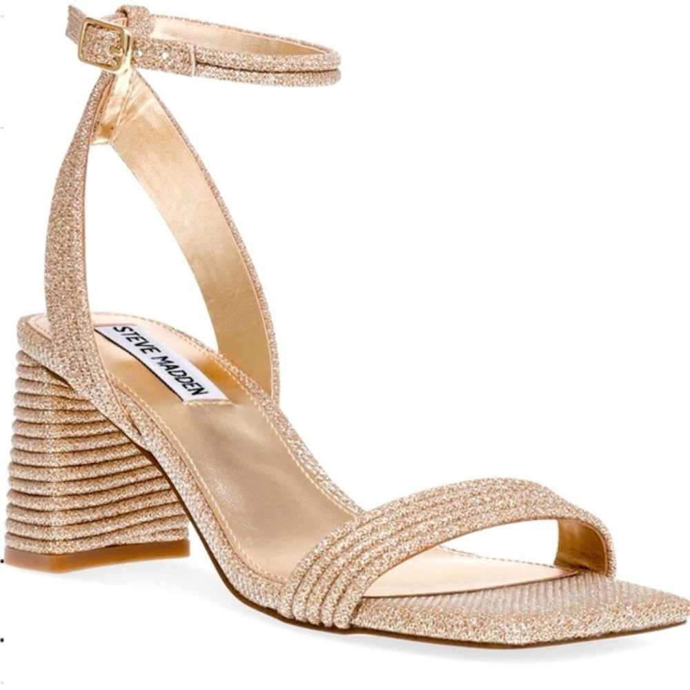 Steve Madden Glittering Gold Block Heel Sandals